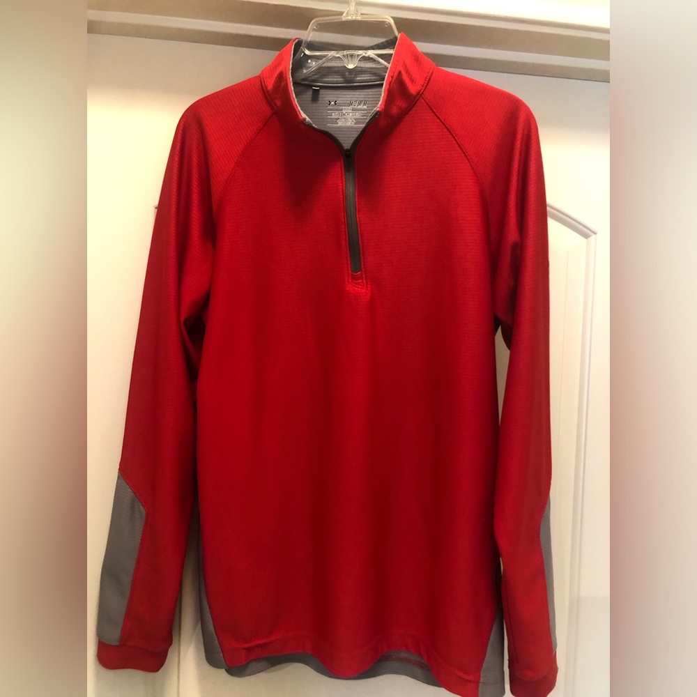 Under Armour Men’s Red/Gray- golf pullover Size Medium